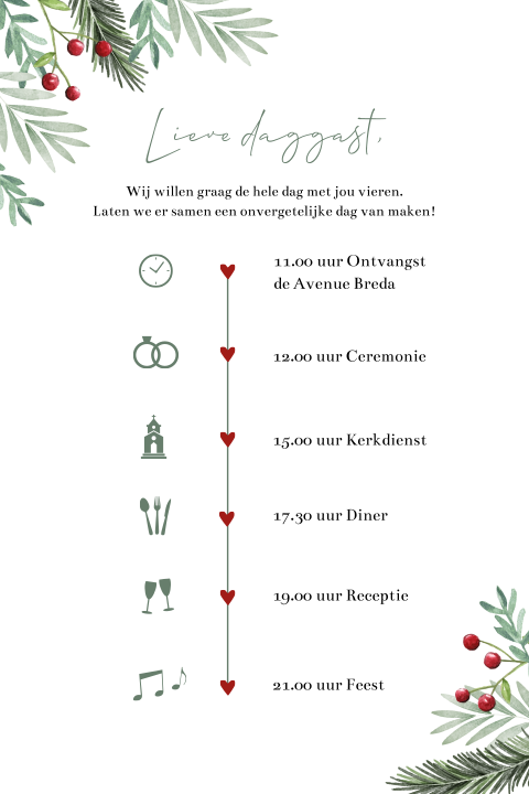 Dagprogramma kalkpapier kerst winter watercolor takjes