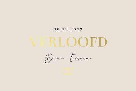 verlovingskaart beige goudfolie klassiek
