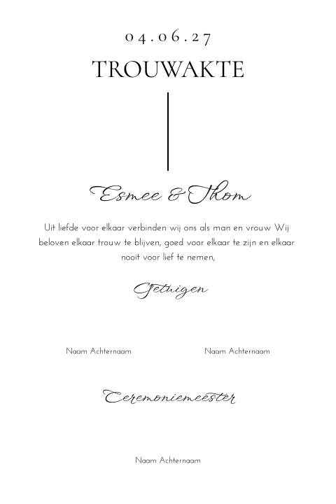 Trouwakte bruiloft ceremonie Modern White