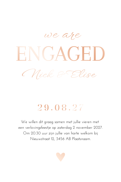 Verlovingskaart kalkpapier rosefolie modern