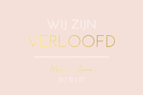 Verlovingskaart lichtroze goudfolie modern
