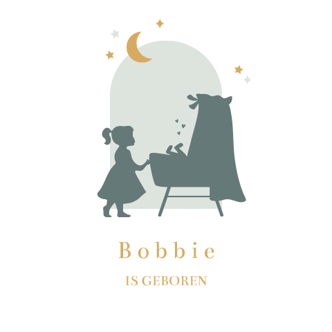 Raamsticker rond 60 cm Bobbie wieg silhouet