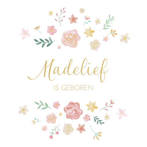 Raamsticker rond 60 cm Madelief bloemen watercolor