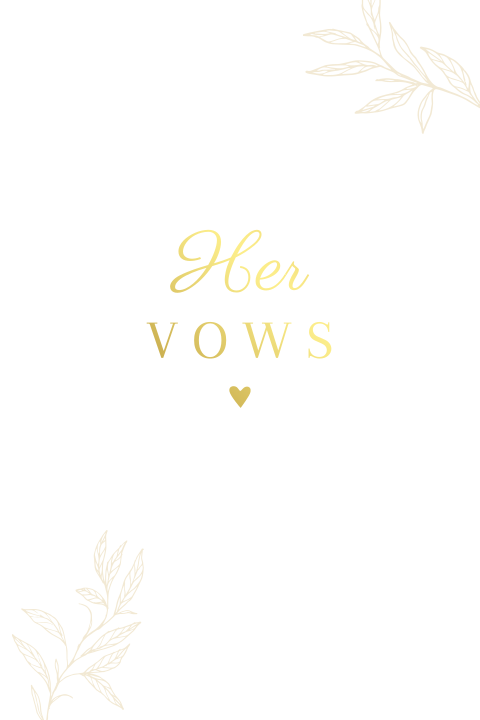 Geloftenboekje trouwkaart klassiek takjes goudfolie her vows