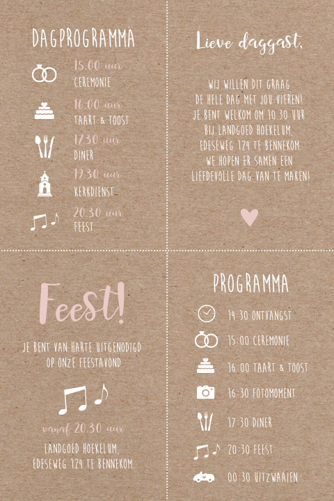 DIY labels kraft met dagprogramma icoontjes 4 stuks