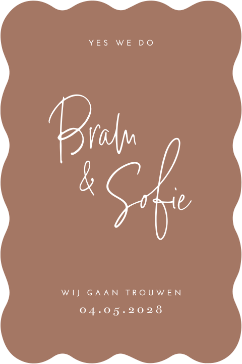 Trouwkaart stans golf mokka bruin modern