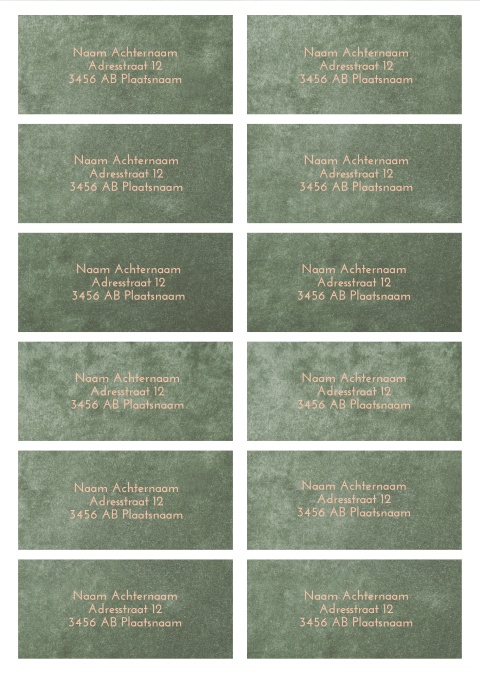 Adresstickers velvet groen voor bij geboortekaartje Jesse