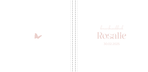 Kraambezoekboek geboortekaartje Rosalie wit