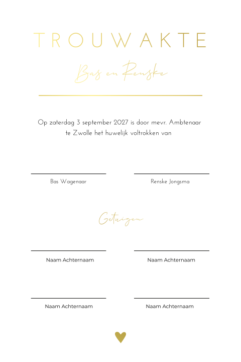 Trouwakte bruiloft ceremonie Golden Romance