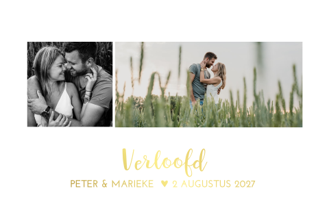 Verlovingskaart foto romantisch goudfolie