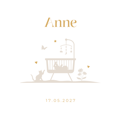 Raamsticker rond 60 cm Anne neutraal wieg silhouet