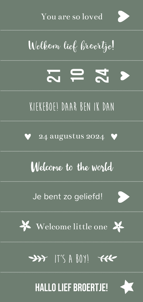 DIY-labels 10 stuks met groene achtergrond voor bij kaartje