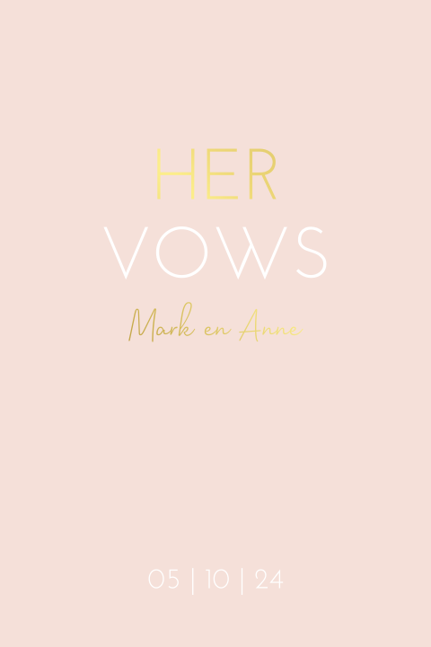 Geloftenboekje bruiloft modern roze goudfolie her vows