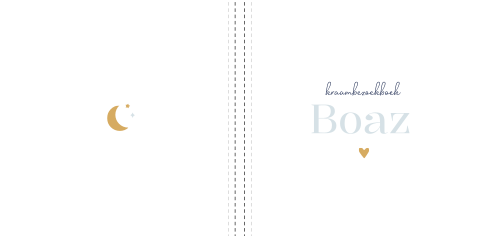 Kraambezoekboek geboortekaartje Boaz wit maan hartje