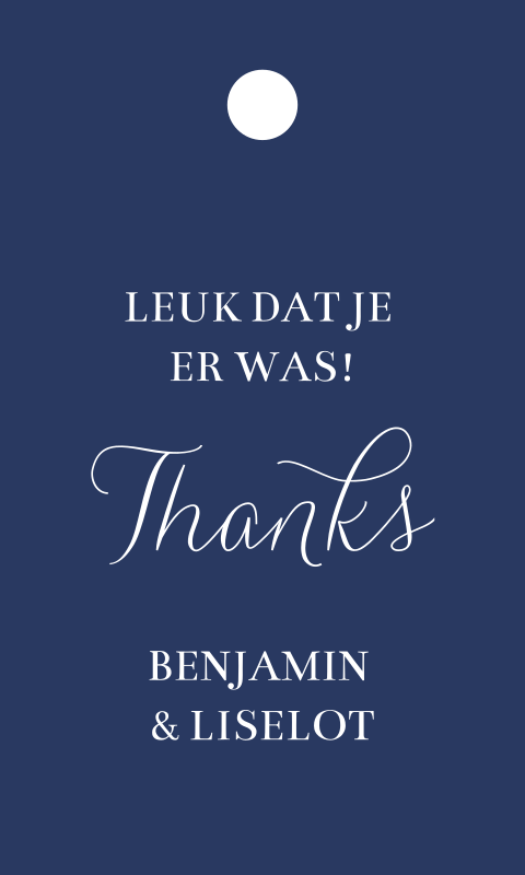 Label bedankjes bruiloft klassiek blauw