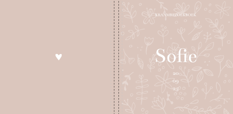 Kraambezoekboek geboortekaartje Sofie roze bloemen