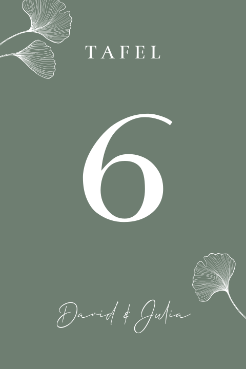 Tafelnummer kaart bruiloft Lovely Ginkgo