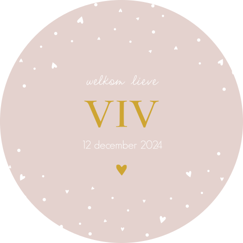 Raamsticker rond 60 cm Viv roze hartjes