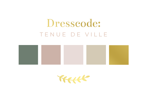 Dresscode kaartje kleuren goudfolie takje
