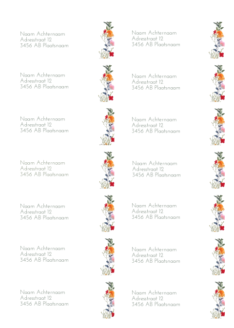 Adresstickers trouwkaart Wildflower love