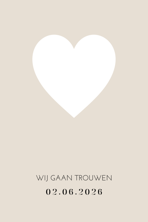 Trouwkaart stans hartje doorkijkje modern beige zwart