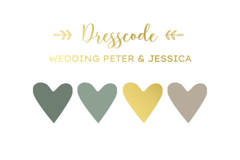 Dresscode kaartje bruiloft hartjes Shining love