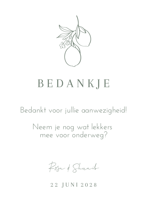 Kaart bij bedankjes - Italian vibes