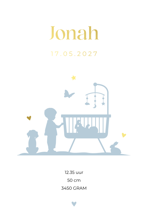 Geboorteposter jongen wieg silhouet - Jonah