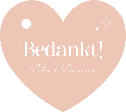 Labeltjes bedankjes bruiloft hartje Lovely Peach - 16 stuks