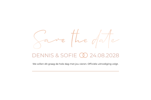 Save the date kaart romantisch peach rosefolie