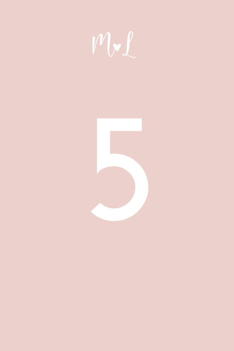 Tafelnummer kaart bruiloft romantic peach