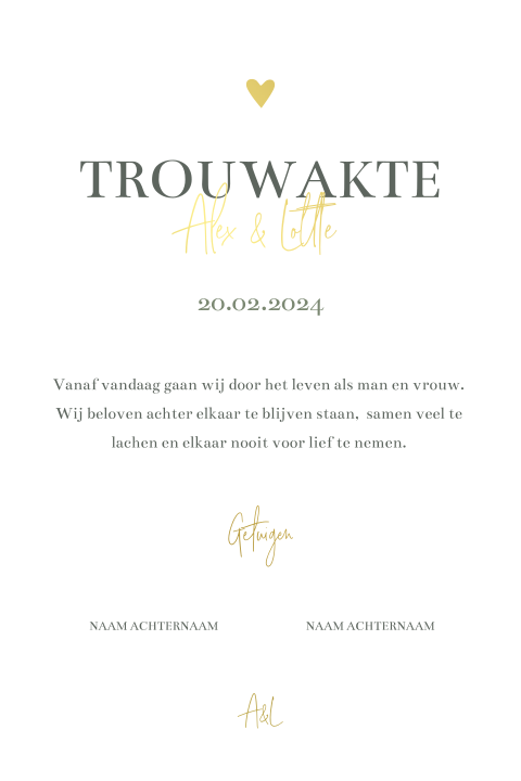 Trouwakte bruiloft ceremonie Modern Green