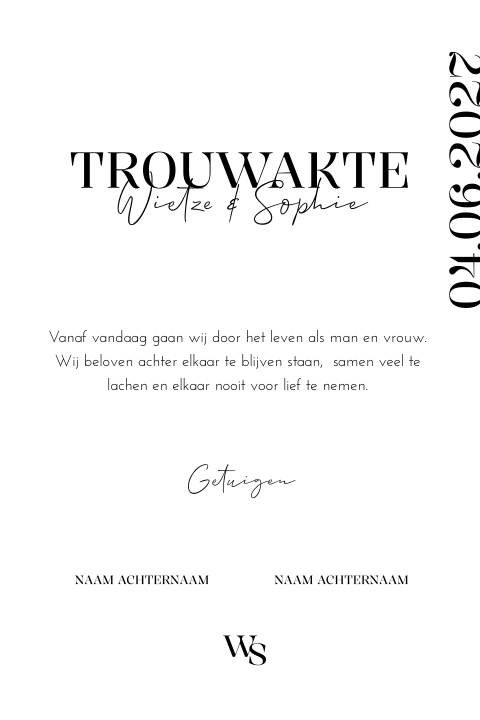 Trouwakte bruiloft ceremonie Black & White
