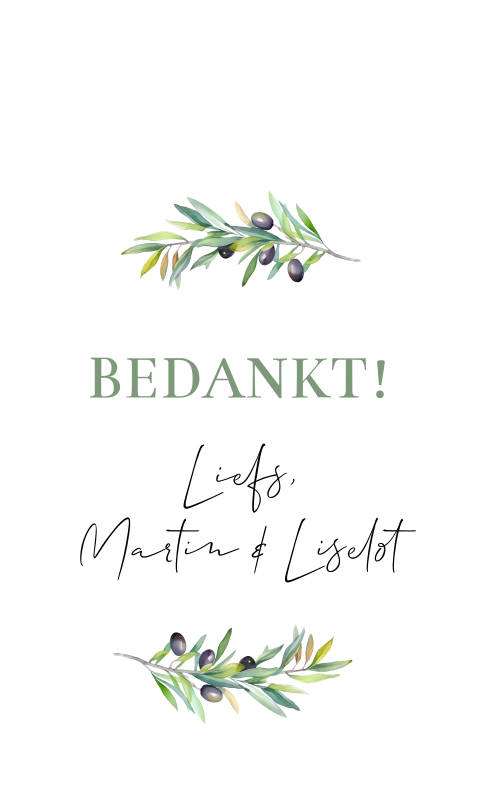 Labels bedankjes bruiloft olijftakjes - 18 stuks