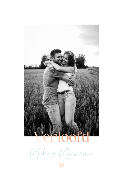 verlovingskaart modern blauw rosefolie foto