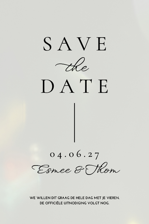 Save the date acryl zwart klassiek transparant