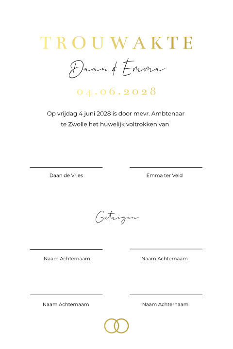 Trouwakte bruiloft ceremonie Romantic Beige