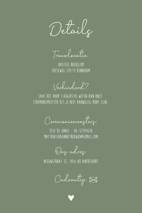 Details extra informatie kaartje groen
