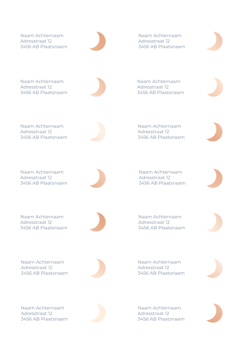 Adresstickers met maan voor bij het geboortekaartje Daan