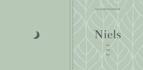 Kraambezoekboek geboortekaartje Niels groen