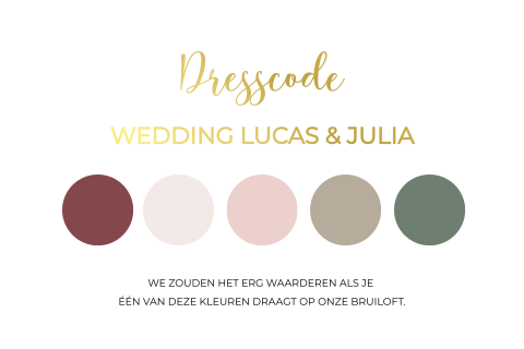 Dresscode bruiloft kleurenthema bolletjes goudfolie