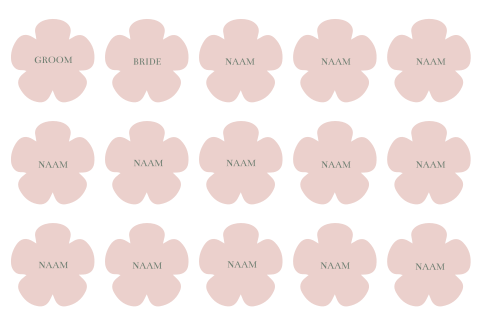 Naamkaartjes bruiloft bloem roze