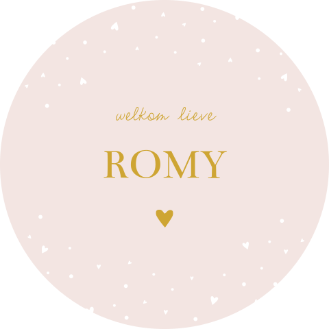 Raamsticker rond 60 cm Romy lichtroze met hartjes