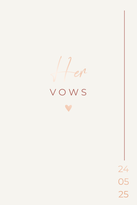 Geloftenboekje trouwkaart modern beige rosefolie her vows