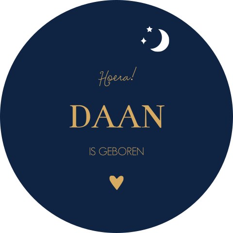 Raamsticker rond 60 cm Daan donkerblauw sterrenhemel
