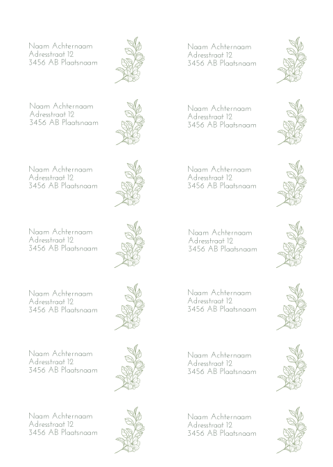 Adresstickers trouwkaart Garden Flowers