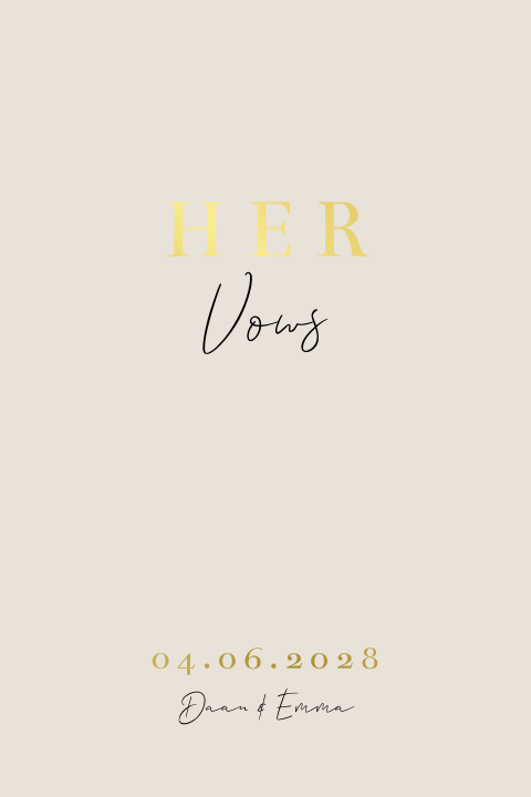 Geloftenboekje bruiloft beige goudfolie modern her vows