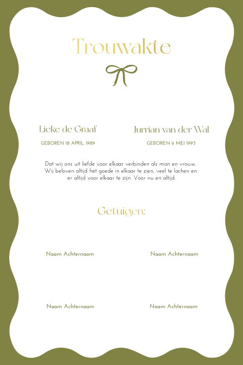Trouwakte bruiloft ceremonie Chic Bow