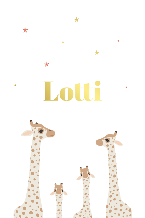 Geboortekaartje Giraffen familie zusje