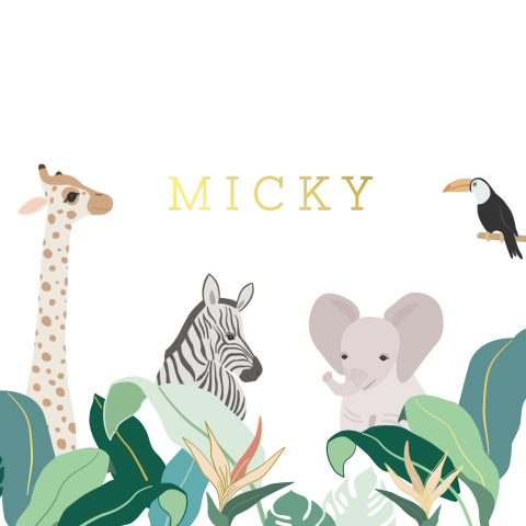 Geboortekaartje Jungle Babydieren Tropische Planten
